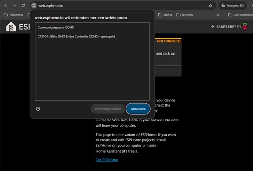 Web flasher connect screenshot